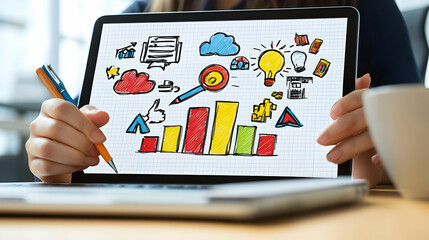 Poster - Creative Digital Marketing Strategy Concept on a Tablet Display
