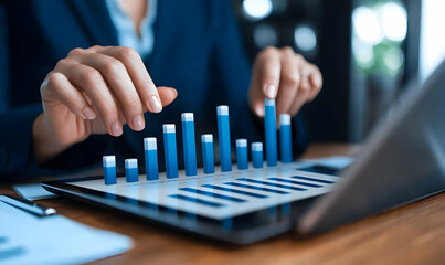 Poster - Business Professional Analyzing Graphs and Charts on a Tablet