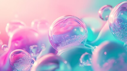 vibrant pink and teal abstract design with soft flowing gradients and floating bubbles, artistic and futuristic, playful and modern concept