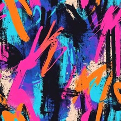 Poster - expressive strokes: an abstract painting bursts with vibrant hues, dynamic brushstrokes and bold for
