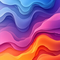 Poster - Abstract Colorful Waves in Gradient Hues of Blue, Pink, and Orange