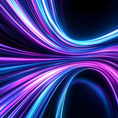 Poster - Vibrant Neon Light Trails in Abstract Flowing Design Background