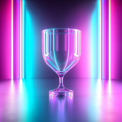 Poster - Elegant Clear Glass on Neon Background with Futuristic Glow