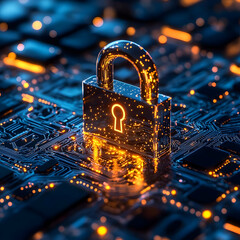Poster - Digital Lock Symbol Representing Cybersecurity and Data Protection