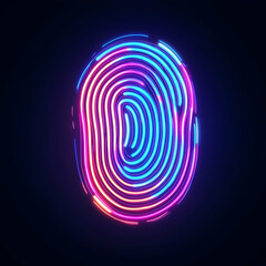 Poster - Vibrant Neon Fingerprint Design on Dark Background for Digital Art