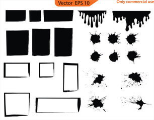 Wall Mural - Vector Set of Ripped Paper Scraps and Torn Notebook Pages with Ink Brush Strokes, Paint Lines and Grunge Brushes for Design