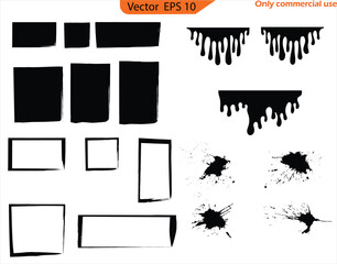 Wall Mural - set of grunge banners with ink splashes. black paint, ink brush strokes, brushes, lines set. ink bru