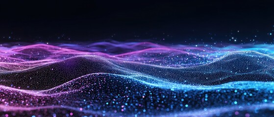 Poster - Abstract Purple and Blue Particle Waves