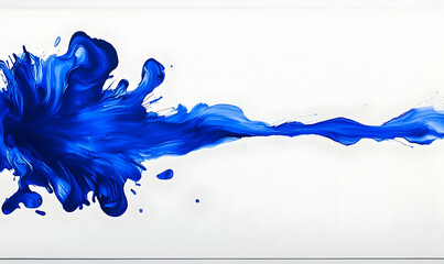 Poster - Vibrant Blue Paint Splash on White Background for Artistic Imagery