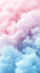 Aufkleber - Soft pastel smoke swirling in delicate pink and blue, generating ethereal abstract texture with dreamy, vaporous visual effect