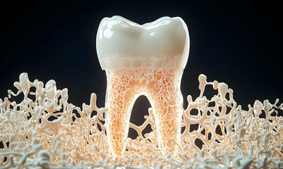 Poster - Realistic 3D Rendering of Tooth with Roots and Surrounding Tissue