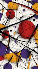 Poster - Abstract Geometric Composition: A Symphony of Color and Line