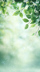 Poster - Verdant green foliage gleaming with soft bokeh, capturing springtime's delicate luminosity and natural radiance