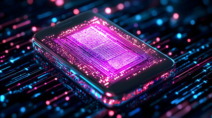 Poster - Vibrant Abstract Digital Design with Neon Lights and Patterns