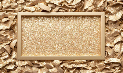 Poster - Elegant Gold Glitter Frame Surrounded by Shimmering Texture