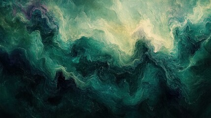 Wall Mural - abstract swirling nebula in deep teal and emerald