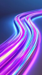 Poster - Abstract Neon Lights: Dynamic Curves of Vibrant Hues