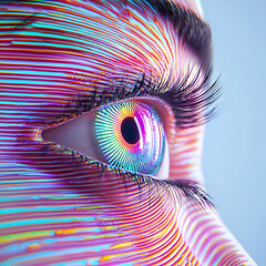 Poster - Abstract Colorful Eye with Vibrant Stripes and Artistic Elements