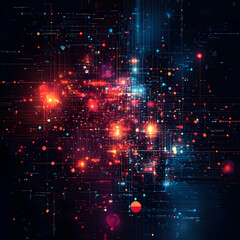 Poster - Abstract Digital Network Visualization with Bright Colorful Elements