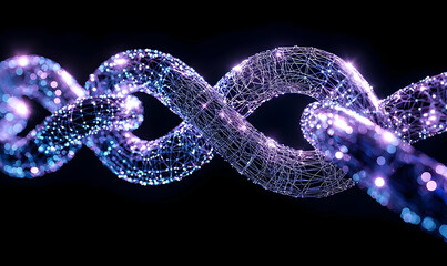 Poster - Abstract Digital Chain Link Representation with Glowing Effect