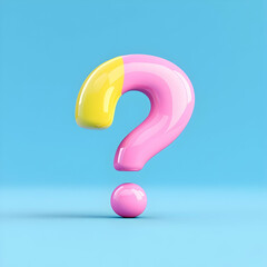 Poster - Colorful Question Mark Symbol on a Blue Background for Conceptual Art