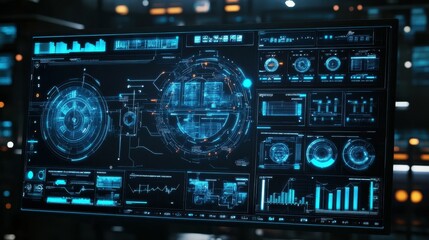 Leinwandbilder - Futuristic Smart Grid Interface with Interactive 3D Power Network Visualization