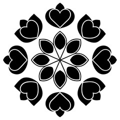 Poster - a symmetrical black and white floral pattern with a unique design, artistic and ornamental, vector illustration