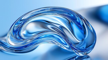 Poster - Abstract Blue Liquid Flow Dynamic Swirling Wave Design Background