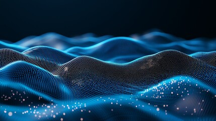 Poster - Abstract Blue Wave Digital Data Background Technology Network Visualization