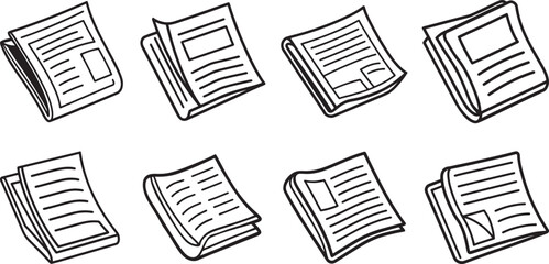 newspaper line art, black outline, vector and illustration, coloring book page line art drawing