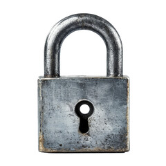 Aufkleber - Front view of a metallic padlock with a keyhole displaying robust design and durability in a neutral setting, metallic padlock with hole front view isolated on transparent background
