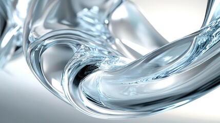 Poster - A captivating 3D animation featuring rotating glass shapes against a light background, rendered in high-definition 4K.