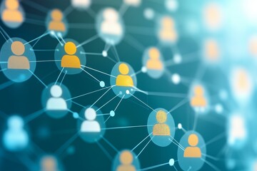 Fototapete - Exploring layers of people icons in a virtual network for enhanced hr recruitment strategies