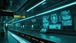 © abdul kahfi - Futuristic Subway Station: Neon Lights and Robotic Passengers