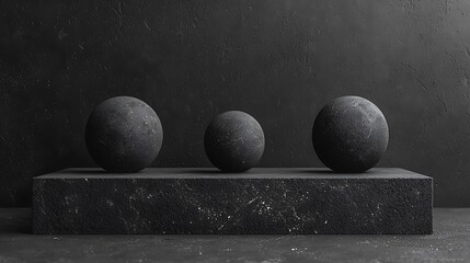 Aufkleber - Dark Gray Spheres Minimalist Product Display Background