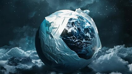 Wall Mural - conceptual image of earth in a plastic bag
