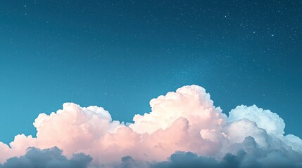 Wall Mural - Pink cloudscape at night under starry sky