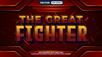 Aufkleber - The great fighter game typography style 3d editable vector text effect 