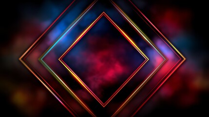 Aufkleber - Colorful square with a red background. The square is surrounded by a red and blue frame. The image has a futuristic and abstract feel to it