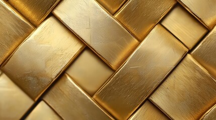 Fototapete - Gold woven pattern with a gold background. The gold is shiny and the pattern is intricate. The image has a luxurious and elegant feel to it
