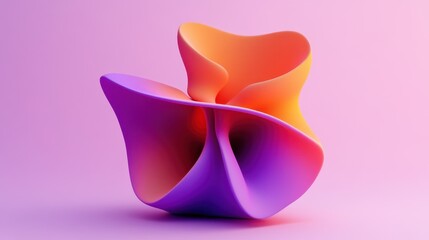 Fototapete - An abstract colorful shape stands out against a minimalist background, rendered in three dimensions.