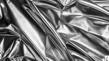 Poster - shiny metallic crumpled surface displaying intricate folds and reflections, ideal for backgrounds