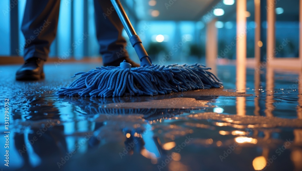 Professional Floor Cleaning with Mop in Office Building – Janitorial ...