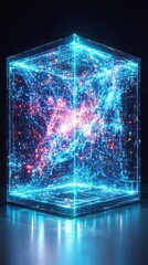 Poster - Luminous Cube: A Digital Nebula Trapped in Glass