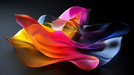 Poster - An abstract glass shape featuring a colorful refraction effect, rendered in 3D.