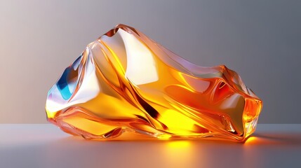 Poster - An abstract glass shape featuring a colorful refraction effect, rendered in 3D.