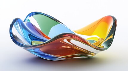 Poster - An abstract glass shape featuring a colorful refraction effect, rendered in 3D.
