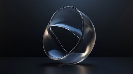 Fototapete - An abstract glass shape rendered against a dark background, creating a striking contrast.