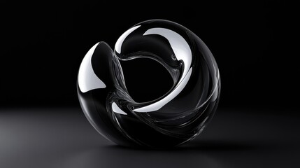 Fototapete - An abstract glass shape rendered against a dark background, creating a striking contrast.