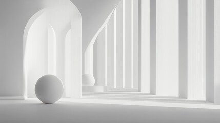 Fototapete - An abstract minimalist background design featuring a white geometric composition.